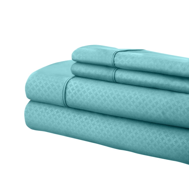 Martha Collection 1800 Series Embossed Deep Pocket Sheet Set - Super Soft & Wrinkle Free - Luxurious Bed Sheets Set (Twin Extra Long, Aqua)