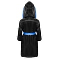 thumbnail image 2 of Alvivi Enfants Garçons Robe de Boxe Art Martial Muay Thaï Uniforme Manches Longues Kick Boxe Robe à Capuche Ensembles Noir&Bleu D 12, 2 of 5