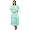 thumbnail image 2 of Bimba Women's Printed Cotton Smocked Waist Long Maxi Dress Boho Chic, 2 of 9