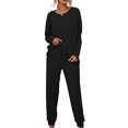thumbnail image 2 of Innerwin Loungwear Elastic Waist Ladies Nightwear Sleep Drawstring With Pockets Sleepwear Black 4XL, 2 of 6