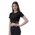 thumbnail image 3 of Moomaya Haut pour Femmes à Ourlet Croisé, Manches Courtes, Col Rond, T-Shirt, Blouse, Hauts, 3 of 6