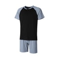 thumbnail image 3 of Opperiaya Men?s Contrast Color Short Sleeve Tops and Shorts Pajamas Sets, 3 of 9