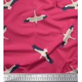 thumbnail image 3 of Soimoi Pink polyester Crepe Fabric Flying Stork Bird Decor Fabric Printed Yard 52 Inch Wide, 3 of 5