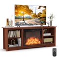 thumbnail image 1 of Costway 70" TV Stand with 26" Electric Fireplace Insert Remote Control for 75" TV Walnut, 1 of 7