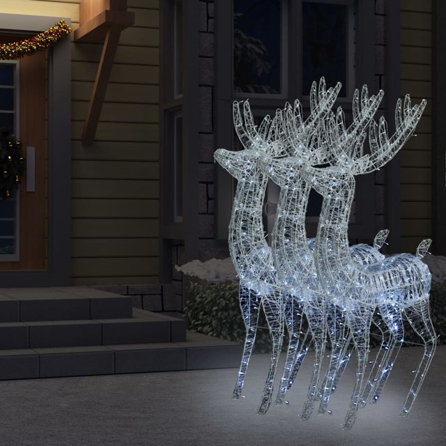 vidaXL TTG Rennes de Noël en Acrylique 250 LED 3 Pcs 180 cm Blanc Froid