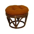 thumbnail image 1 of International Caravan Bali Rattan Papasan Footstool Ottoman-Indigo, 1 of 3