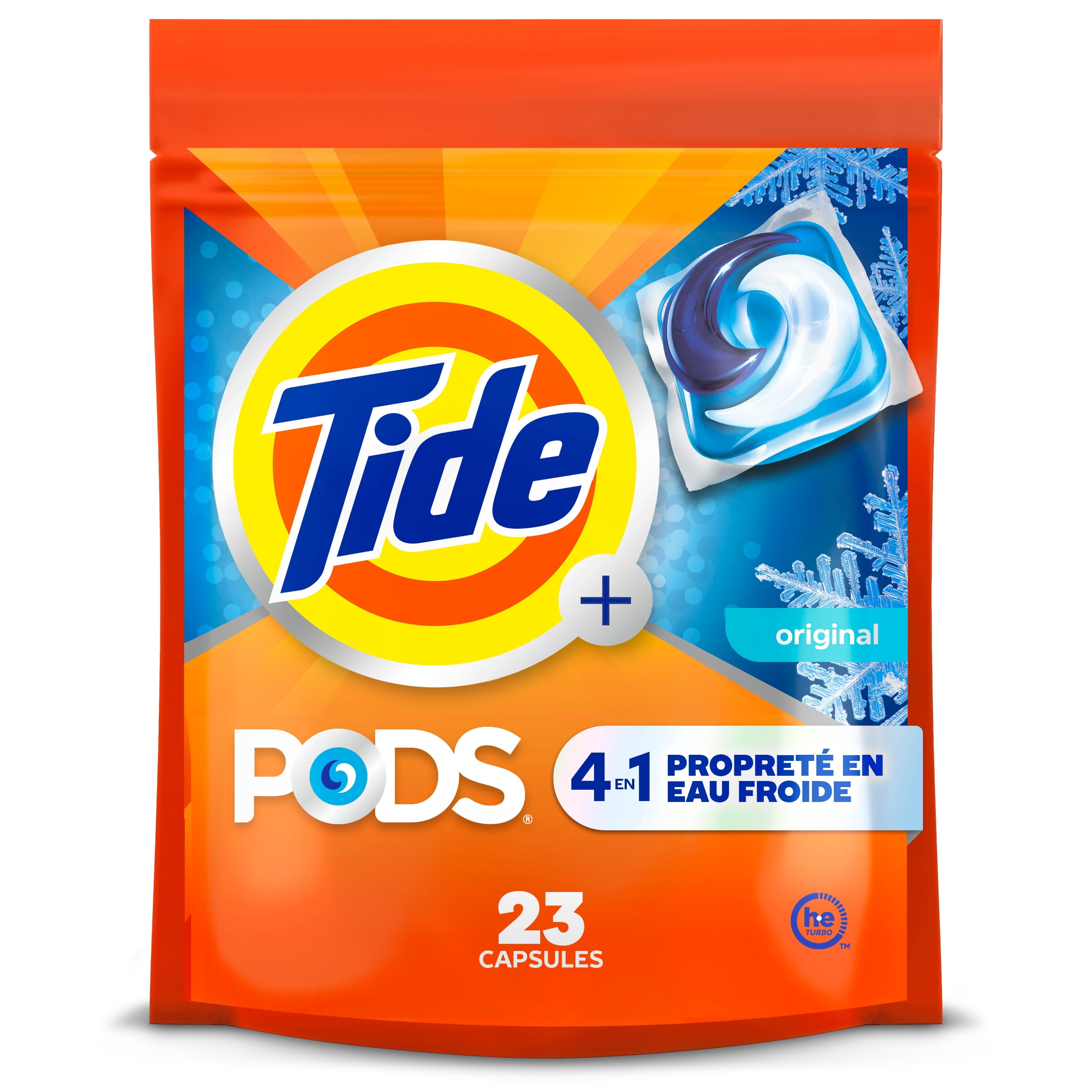 Capsules de détergent à lessive Tide PODS Eau froide, parfum Original, détergent 4 en 1, capsules pour la lessive formulées pour l’eau froide, 23 brassées
