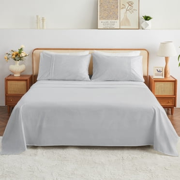 Kingrest 100% Cotton Queen Sheet Set - 4 Piece Lightweight & Cooling Bed Sheets, 16 Inch Deep Pocket, Breathable Percale Bedding, Soft & Durable Luxury Sheets (Coastal Blue)