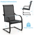 thumbnail image 3 of Costway Lot de 2 Chaises de Salle à Manger de Patio à Ressort en C, Toutes Saisons, Robustes, Extérieur, Noir, 3 of 8