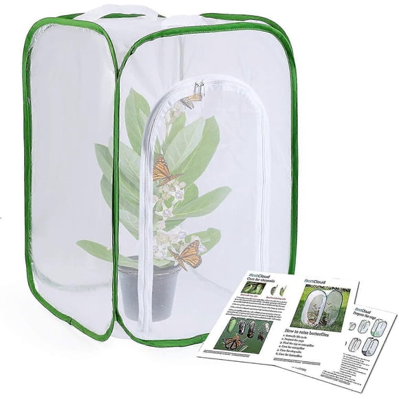 23.6" large butterfly habitat insect cage caterpillars enclosure pop-up 23.6 inches tall drawbridge opening door