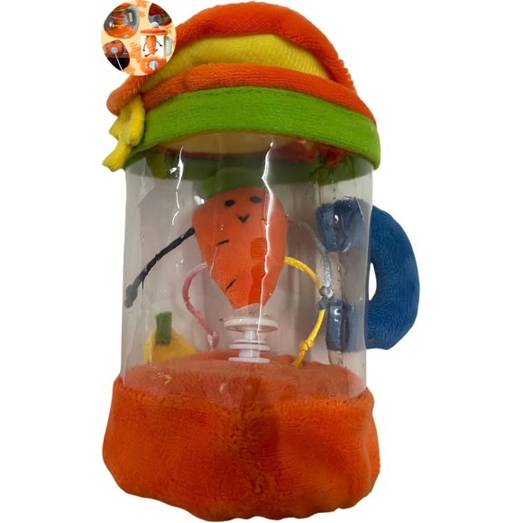 Estbridge Mélangeur de Carottes Jouet en Peluche Carottes Tournantes dans un Mélangeur Peluche avec Rangement à Glissière et Pince Porte-Clés Extracteur de Jus en Peluche Amusant pour Déco de Bureau pour Enfants et Cadeaux (Nouvelles Carottes)