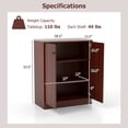 thumbnail image 3 of Costway Armoire de Rangement à 2 Portes Organisateur de Rangement Autoportant avec Étagère à 3 Niveaux Entrée Brun, 3 of 10