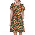 thumbnail image 1 of Vsdgher Fruits Pêche pour Femmes Été 2025 Décontracté Robes Midi Maxi Légères Manches Courtes Col Rond Robe de Plage, 1 of 6
