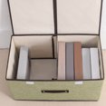 thumbnail image 3 of Foldable Fabric Storage Cube With PU Leather Handles Decorative Lidded Linen Organizer For Home Textile Clothes And Accessories, 3 of 3