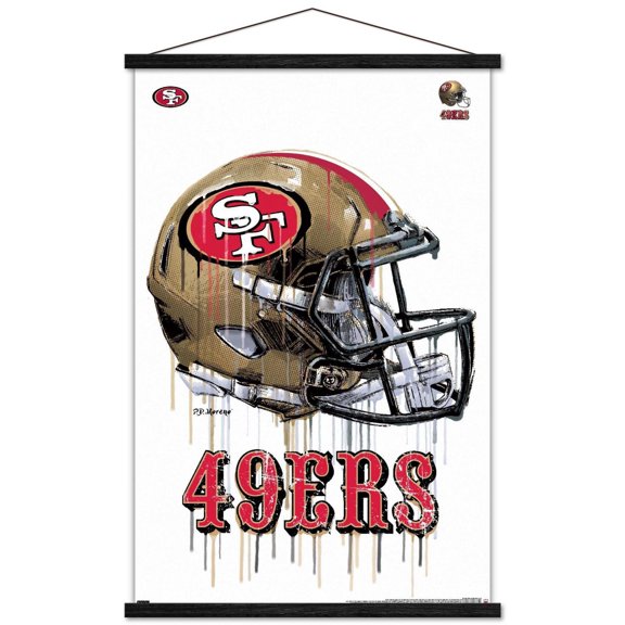 NFL San Francisco 49ers - Drip Helmet 20 Wall Poster with Push Pins, 22.375" x 34"