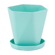 ZZkhGO Large Plastic Flower Pot with Drainage Holes, Thickened Resin Planter with Saucer for Balcony Garden, Decorative Pot for Indoor Outdoor Plants