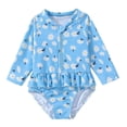 thumbnail image 1 of Kid Girl Rash Guard Swimsuit Cute Sun Protection Long Sleeve Baby Girl Bathing Suit 4-5 Years, 1 of 4