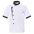 thumbnail image 4 of Nokdvo Chef Coat Men Lightweight Button Closure Breathable Short Sleeve Work Jacket Spring Summer Relaxed Fit Workwear with Pocket,White 3XL, 4 of 4