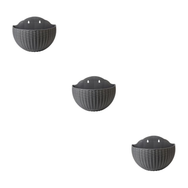 Youkk Easy To Install Double-layer Plastic Flowerpot For Walls Drainage Flower Pot Grey 3Set