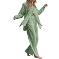 thumbnail image 1 of Kcodviy Femmes Dames Ensemble 2 Pcs Tailleurs Pantalons Formels pour Femmes Rétro Grande Taille et Complet pour Femmes Petites Chemise Complet Taille Haute Combinaison Grande Taille Pantalons Tailleur Haut Pantalons Manches Longues, 1 of 4