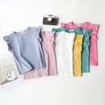 thumbnail image 5 of WEIYLL Girls T-Shirts Basic Ruffle Fly Sleeve Cute Tunic Crewneck Summer Casual Child Tee Tops for 2-3 Years, 5 of 5