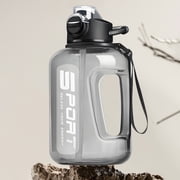 Water Bottle, Staron Leakproof Sports Water Bottle, 22.5oz Plastic Graduated Gym Bottle With Straw And Carrying Strap, Black