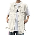 thumbnail image 1 of Birdeem Vestes pour Hommes Hommes Couleur Unie Moto Col Rabattu Denim Punk Veste Sans Manches, 1 of 10