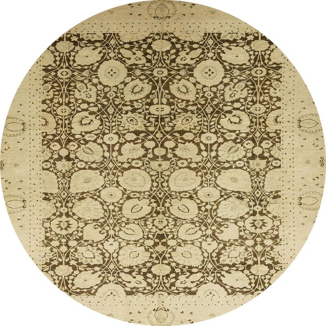 Ahgly Company Tapis d'Intérieur Ronds Abstraits Brun Clair de Style Oriental, 4 Pieds Rond