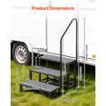 thumbnail image 3 of KFFKFF RV Steps with Handrail, 3 Steps, 660 lbs Load Capacity, Heavy Duty Outdoor RV Stairs with Non-Slip Mat for Elderly and Pets, Portable Stairs for Hot Tub, 3 of 9