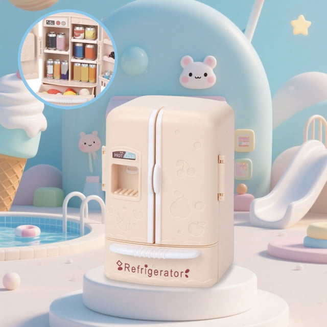 Miniature Food Toy Simulation Mini Refrigerator Doll House Kitchen Scene Decoration Funny Children's Play Simulation Refrigerator Kitchen Toy