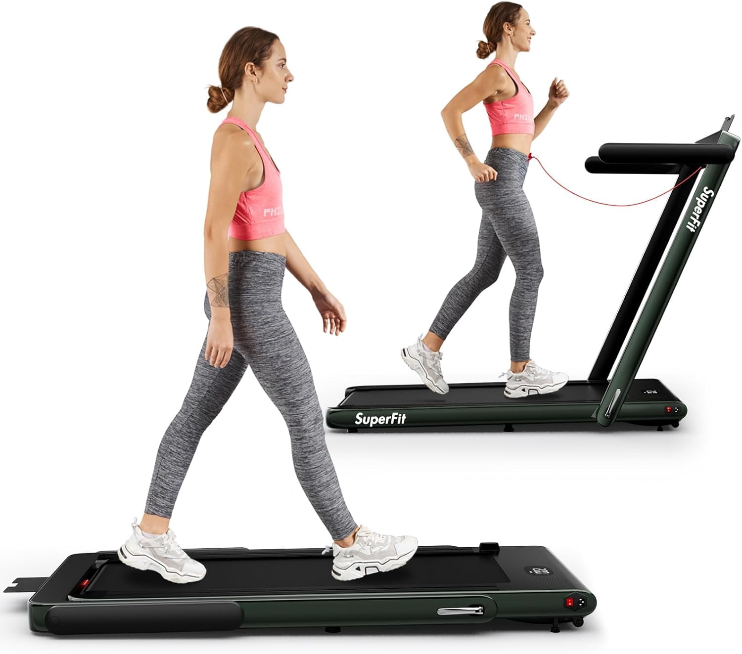 unbranded 2 in 1 Folding Treadmill, 2.25HP Under Desk Electric Treadmill, Installation-Free with Bluetooth Speaker, Remote Control and LED Display, Walking Jogging for Home Office Use