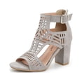 thumbnail image 1 of Womens Chunky High Heels Hollow Fish Mouth Sandals, 1 of 9