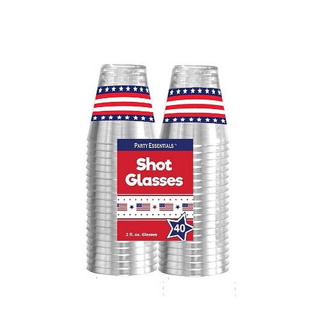 Verres à Shooter en Plastique Rigide Imprimés de 2 Onces, 40 Unités, Étoiles et Rayures