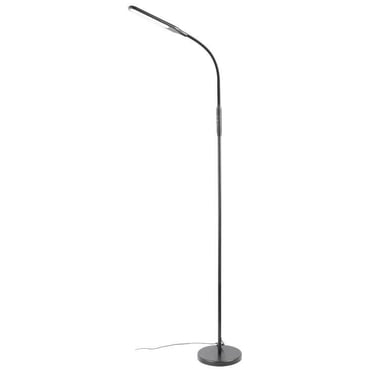 Lampadaire DEL moderne Mainstays, noir mat, 4 niveaux de luminosité et 4 réglages de température de couleur.