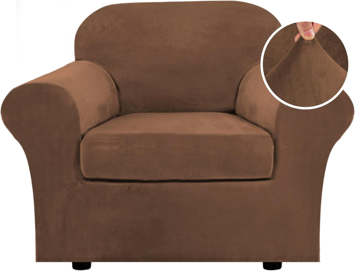 Modern Velvet Plush 4 Piece High Stretch Sofa Slipcover Furniture Protector Form Fit Luxury Thick Sofa Cover, Machine Washable
