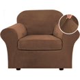 thumbnail image 1 of Rich Velvet Stretch 2 Piece Chair Cover Chair Slipcover Sofa Cover Furniture Protector Couch Soft with Elastic Bottom Chair Couch Cover with Arms Width Up to 49 Inch, 1 of 7