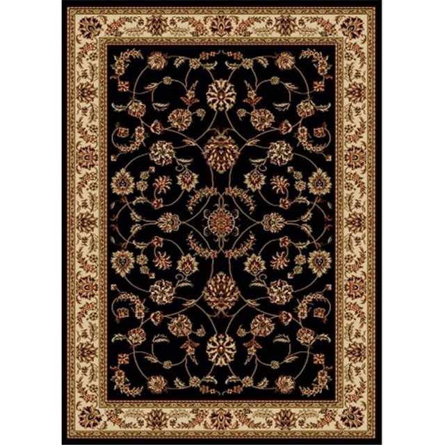 Radici 1596-1310-BLACK Como Rectangular Black Traditional Italy Area Rug- 3 ft. 3 in. W x 4 ft. 11 in. H