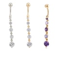 thumbnail image 2 of Round Zircon Dangle Navel Belly Button round zircon Rings Stainless Steel Pendant Umbilical Nail Studs Body Piercing Jewelry, 2 of 8