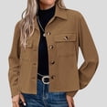thumbnail image 2 of Timegard Button down Shirts for Women Cropped Long Sleeve Jackets Fall Solid Color Casual Loose Tops, 2 of 7