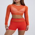 thumbnail image 3 of Ensemble de Plage Élégant pour Femmes Crop Top en Maille Transparente + Shorts, 3 of 9