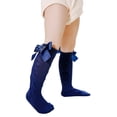 thumbnail image 1 of FOCUSNORM Baby Girls Cute Knee High Socks Cable Knit Cotton Socks with Bow, 1 of 9