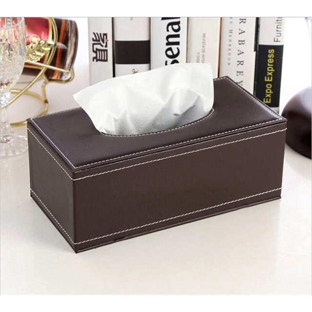 ORUYROP Leather Tissue Box Holder-Waterproof Rectangular Tissue Box Cover Vintage Napkin Paper Holder for Home,Office&Car Decor (Brown)
