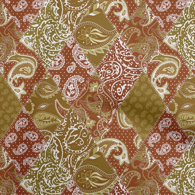 oneOone Polyester Spandex Dark Mustard Fabric Asian Paisley Craft Projects Decor Fabric Printed By The Yard 56 Inch Wide
