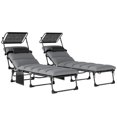 thumbnail image 1 of Outsunny Chaise Lounge Chairs, 2 PCS Folding Lounge Chairs with Canopy, 1 of 10