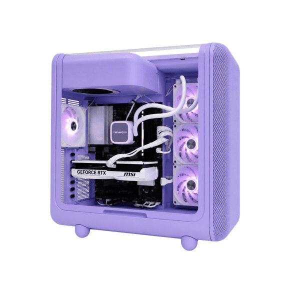 TECHNOID Gaming Desktop PC InfinityR75070T AMD Ryzen 7 7700X 16GB DDR5 1TB SSD GeForce RTX 5070 Windows 11 Home - HYTE X50-Taro Milk
