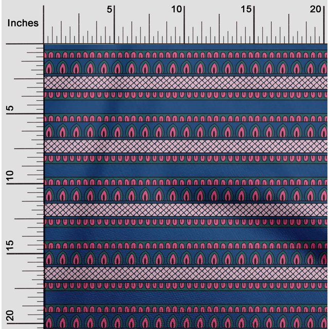oneOone Polyester Lycra Fabric Ethnic Block Printed Craft Fabric BTY 56 Inch Wide