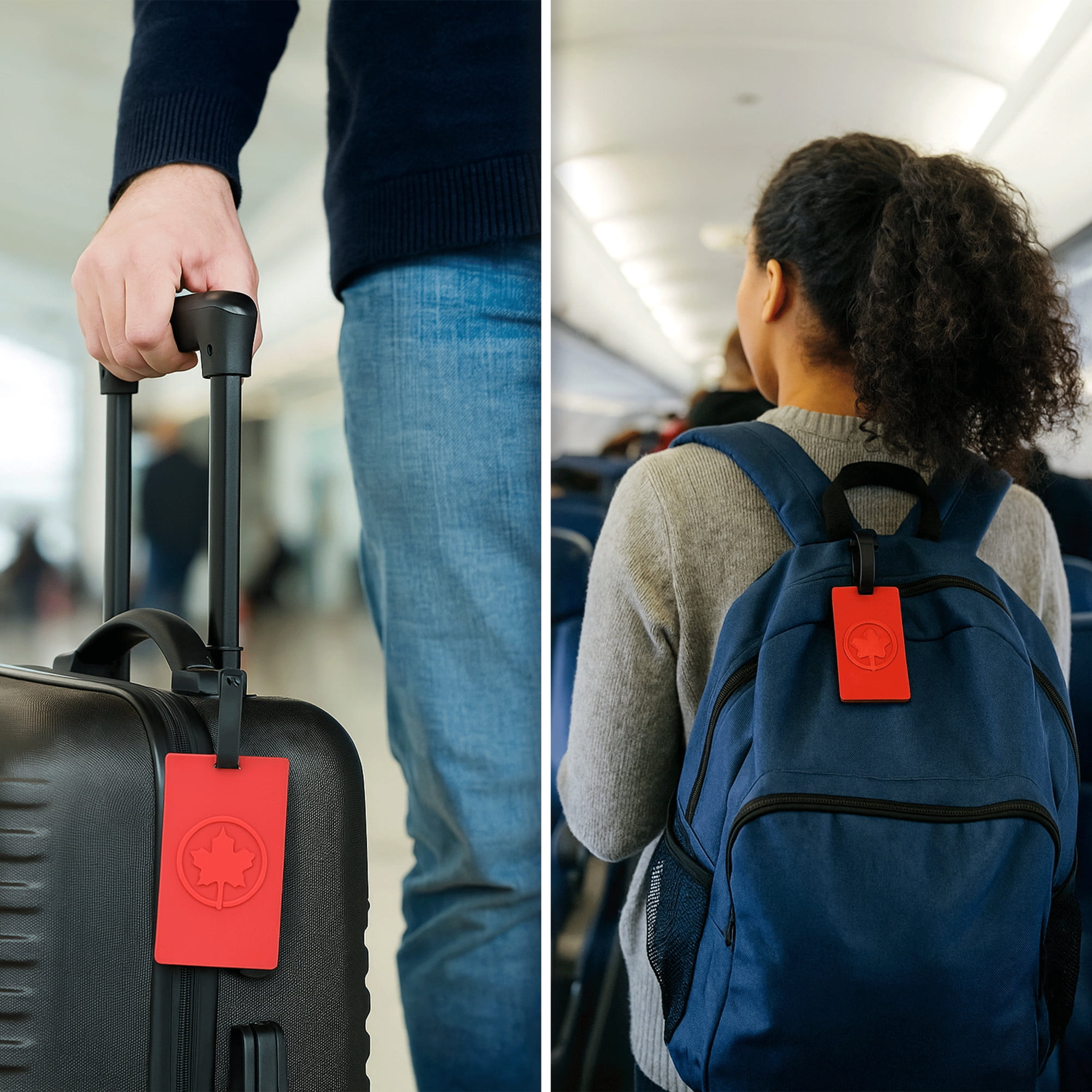 Étiquette d'identification pour bagages de sécurité moulée Air Canada avec sangle réglable et fermeture à pression pour adulte