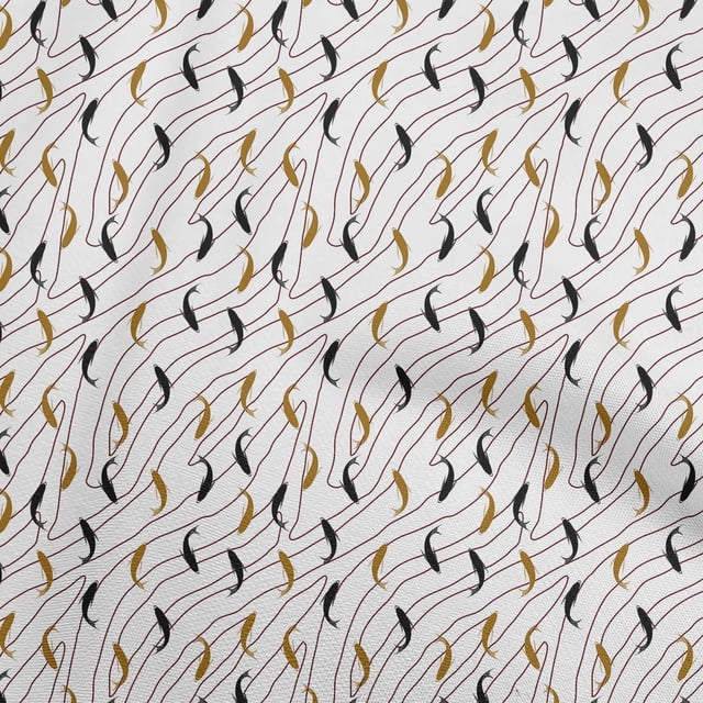 oneOone Rayon Brown Fabric Ocean Fish Sewing Material Print Fabric By The Yard 56 Inch Wide