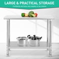 thumbnail image 3 of Stainless Steel Work Table - Heavy Duty Kitchen Prep Table Workbench, NSF Commercial Work Table with Adjustable Under Shelf, Food Prep Worktable for Hotel, Garage, Restaurant, Home - 48 x 30 Inch, 3 of 8