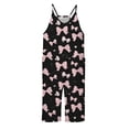 thumbnail image 4 of Girls Overall Bow Print Summer Rompers for Girls Spaghetti Strap Rompers with Pockets Girls Outfit 8-10 Y, 4 of 5